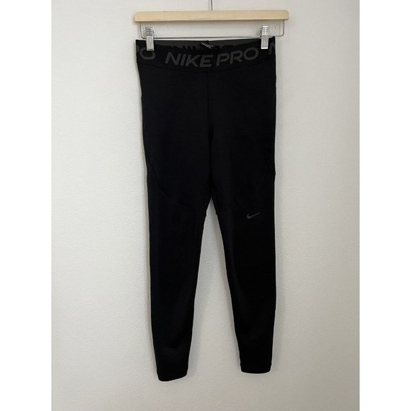 Nike Pro Dri Fit Athletic Pant Ladies M Black Stretch Layering Running Gym Yoga - Picture 1 of 9